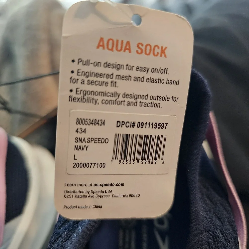 Speedo Aqua Sock Surfwalker Water Shoes Navy Pink Junior Girls Size L 4-5 NWT
